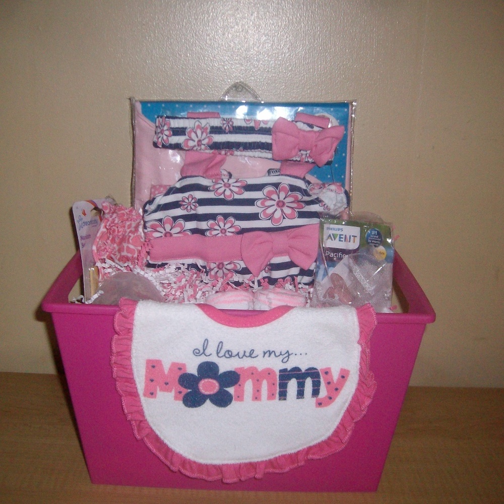 Bouncing Baby Girl 18 pc Baby Shower Gift Basket